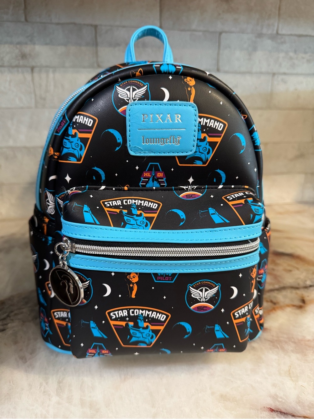 Loungefly Pixar Star Command Mini Backpack - Black & Blue